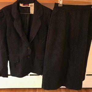 Wool Pinstripe Skirt Suit Set